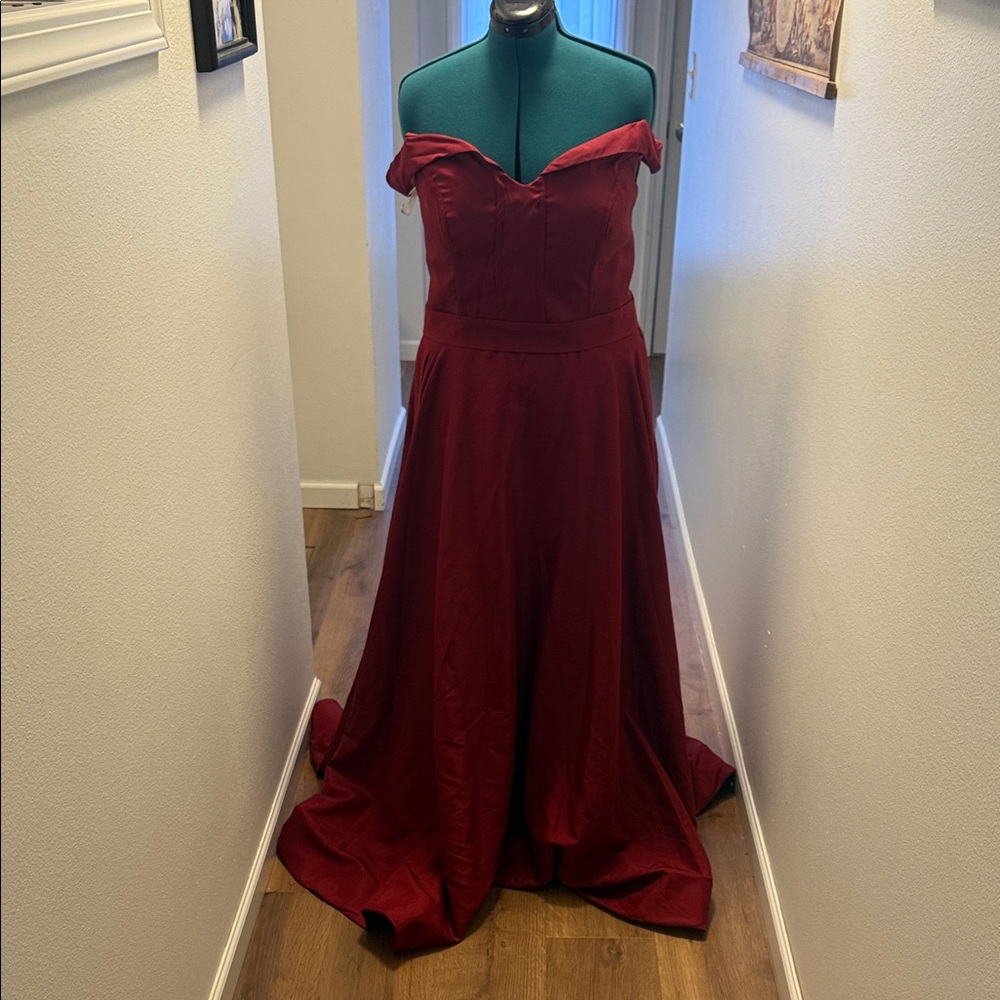 Elegant Off-Shoulder Red Ball Gown